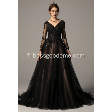 Robe de mariée en tulle à manches longues lmperial noire